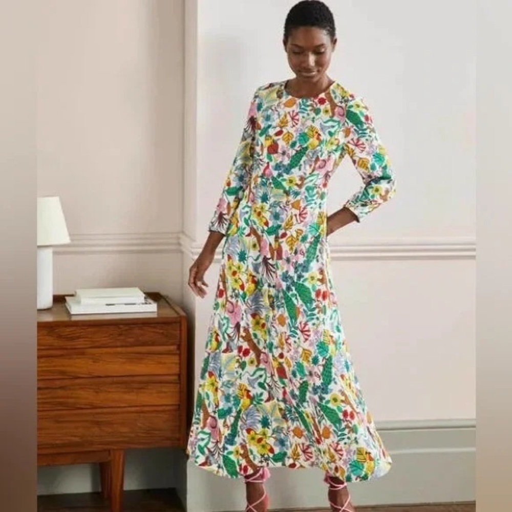 Boden Multicolor Floral Long Sleeve Dress